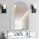 Silver Arched Mirror 24x32in, Metal Framed Bathroom Vanity Wall