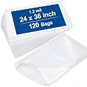 24" x 36" Clear Flat Poly Bags 120 Count, 1.2 Mil Open End Shipping Bags