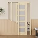 24x80 Sliding Pocket Door,5 Lite Pine Frosted Glass Doors,Hidden Doors