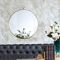 24"x28" Gold Round Mirror, Circle Mirror with Iron e for Living Room Bedroom Vanity Entryway Hallway