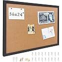 24"x36" Black Wood Framed Hanging Cork Bulletin Board