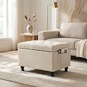Small Ottoman with Storage Beige Ottomans for Living Room