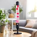Kyzfy 24.4-Inch Relaxing Liquid Motion Lamps,Magma Lamps, Home Decor Living Room Office Bedroom Lamp (Red Wax White Water/Black)