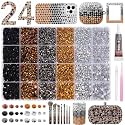 24 Grids Rhinestones Bedazzling Kit, Black Gold Silver Gems for Crafts DIY