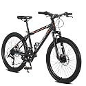24 Inch Bicycle for Boys and Girls, Steel Frame Mountain Bike with Shimano 21-Speed Gears, Dual Disc Brakes and Front Suspension