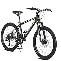 24 Inch Bicycle for Boys and Girls, Steel Frame Mountain Bike with Shimano 21-Speed Gears, Dual Disc Brakes and Front Suspension