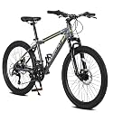 24 Inch Bicycle for Boys and Girls, Steel Frame Mountain Bike with Shimano 21-Speed Gears, Dual Disc Brakes and Front Suspension