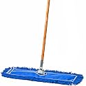 24 Inch Blue Commercial Dust Mop &amp; Floor Sweeper – Wood Handle Floor Mop for Tile, Hardwood &amp; Concrete