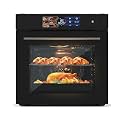 24 Inch Built-in Electric Single Wall Oven, 2.5 Cu.ft Convection Oven with 8 Cooking Functions, 360° Rotating Rotisserie