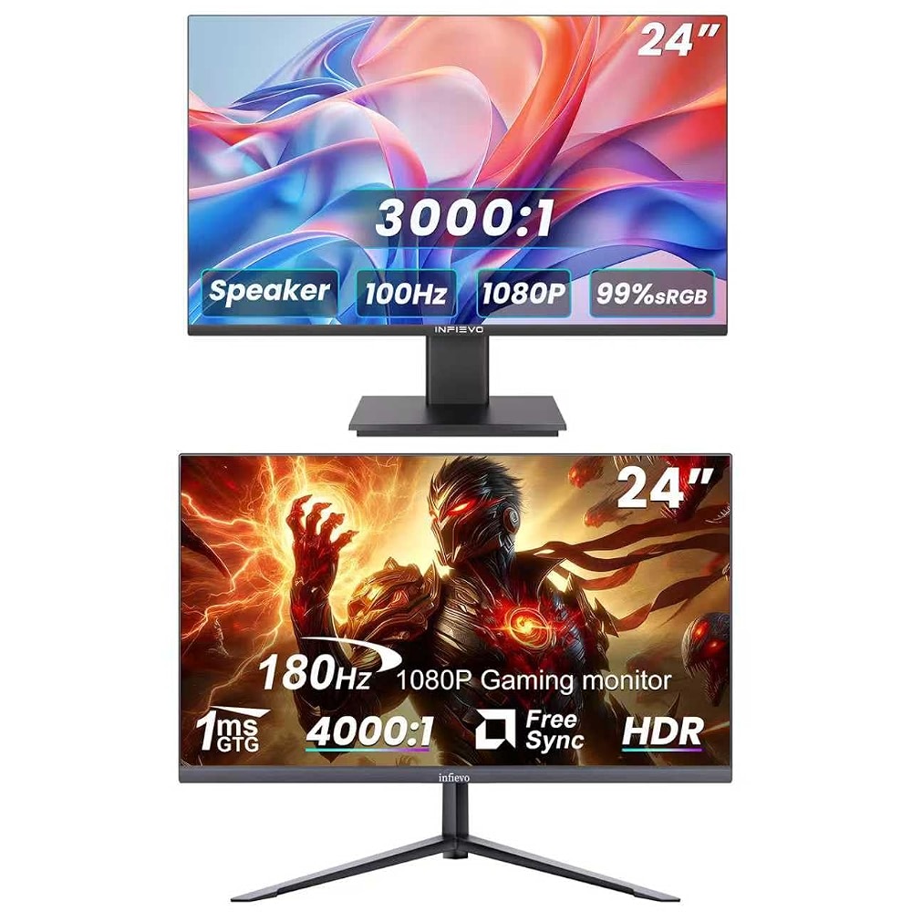 24 Inch Gaming Monitor 180Hz 1Ms FreeSync HDR FHD 1080P 4000:1 Contrast ...