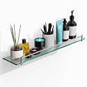 24 Inch Glass Bathroom Shelves,Brushed Nickel Floating Shelves for Wall Rectangular Modern Stainless Steel Glass Shelf for Bathroom Shelves Wall Mounted