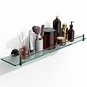 24 Inch Glass Bathroom Shelves,Matte Black Floating Shelves for Wall Rectangular Modern Stainless Steel Glass Shelf for Bathroom Shelves Wall Mounted