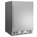 24 Inch Indoor/Outdoor Beverage Refrigerator 170 Cans, Stainless Steel Beverage Refrigerator for Undercounter Built-in or Freestanding, Lockable Door and Auto Defrost, Fast Cooling, Low Noise, 32-50℉