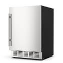 Mojgar 24 Inch Outdoor Beverage Fridge, Weather Proof Stainless Steel Beverage Cooler Under Counter Beer Fridge, Indoor/Outdoor Beverage Refrigerator for 190 Cans, Built-in/Freestanding (Foam Door)