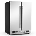 Mojgar 24 Inch Outdoor Wine and Beverage Refrigerator, Weather Proof Dual Zone Wine Fridge, Under Counter Wine Cooler Fridge Built-In or Freestanding, Holds 20 Bottles and 57 Cans (Double Foam Door)