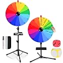 24 Inch Prize Wheel Spinner with Stand, Ajustable 34"-63" Height Heavy Duty Spinning Wheel for Prizes, Spin The Wheel Game with Stand for Tabletop or Floor, Suitable for Trade Show, Family, 14 Colors