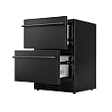 24 Inch Under Counter Drawer Fridge, Outdoor Refrigerator with Dual Drawers, Stainless Steel Door, 98 Cans Beverage Refrigerator for Home & Commercial, 37℉-65℉ (Black)