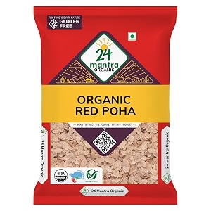 24 mantra organic red pohaflattened red riceerra atukula - 500gms  organic  chemical free amp  pesticides free  easily digestible