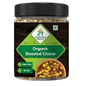 24 mantra organic roasted chana- plain 185g yellow brown