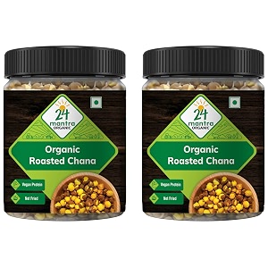 24 mantra organic roasted chana- plain 185g yellow brown pack of 2