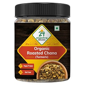 24 mantra organic roasted chana- turmeric 200g yellow brown