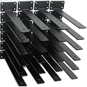 24 Pack - 10 inch Black Hidden L Shelf Bracket (1/5 Inch Thicked) Iron Floating Shelf Brackets Rustic Industrial Metal Brackets for Shelf Support