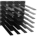 24 Pack - 12 inch Black Hidden L Shelf Bracket (1/5 Inch Thicked) Iron Floating Shelf Brackets Rustic Industrial Metal Brackets for Shelf Support