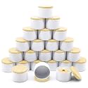 24-Pack 8oz Candle Tins with Wood-Grain Printing Lids, Metal Candle Jars for Candle Making, Empty Containers Vessels Bulk for Small Business & Beginners DIY Storage -Wood White