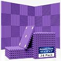 24 Pack Acoustic Foam Wall Panels, 12 x 12 x 1 in
