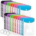 24 Pack Binder Folders with Pockets 11 Holes Expandable Dividers for 2/3/4 Ring Document Pouch with Label Loose-Leaf Transparent Binder Organizer for School Home Office