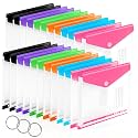 24 Pack Binder Folders with Pockets 11 Holes Expandable Dividers for 2/3/4 Ring Document Pouch with Label Loose-Leaf Transparent Binder Organizer for School Home Office(Side-Opening)