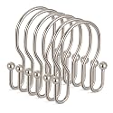 24 Pack Double Shower Curtain Hooks Rings, TENOVEL Double Sided Shower Curtain Hooks Rust Proof for Shower Curtain, Stainless Steel Bathroom Shower Hangers Rings for Shower Rods, Brushed Nickel