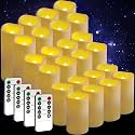 24 Pack Flameless Candles Battery Operated Waterproof Led Candles (D:2.2" X H:3" 4" 5") Candles with 4 Remotes Control for Wedding, Party, Birthday, Outdoor/Indoor Decoration