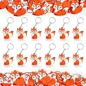 24 Pack Fox Keyring Pack Party Favor for Woodland Party, Camp Baby Shower, Stay Clever Themed Kids Birthday, Wild ONE First Birthday, Gender Reveal