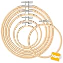 24 PCS Bamboo Embroidery Hoops, 6 Sizes (3.15–7.87 in) with Adjustable Stainless Screws, Cross Stitch Hoops for Embroidery, Needlework, DIY Craft & Wall Decor