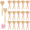 24 Pcs Bamboo Spatula Spoon Wood Kitchen Cooking Utensil, Heart