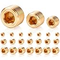 24 Pcs Brass NPT Male Pipe Plug Fitting Set, 1/8" 1/4" 3/8" NPT