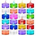 24 Pack Battery Operated Color Changing Tea Lights, White Base