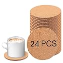 24 Pcs Cork Coasters for Drinks, Bulk Blank Coasters DIY Crafts, Non-Slip, Heat-Resistant, Absorbent and Reusable Coffee Coaster for Home Tabletop Decoration (24 Pcs)