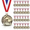 24 Pcs Gold Medals Bulk 2 Inch Award Ribbons Sports Themed Metal Medal Trophy for Team Day Tournaments Birthday Party Winner Gifts