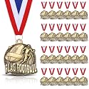 24 Pcs Gold Medals Bulk 2 Inch Award Ribbons Sports Themed Metal Medal Trophy for Team Day Tournaments Birthday Party Winner Gifts