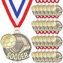 24 Pcs Gold Medals Bulk 2 Inch Award Ribbons Sports Themed Metal Medal Trophy for Team Day Tournaments Birthday Party Winner Gifts
