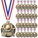 24 Pcs Gold Medals Bulk 2 Inch Award Ribbons Sports Themed Metal Medal Trophy for Team Day Tournaments Birthday Party Winner Gifts