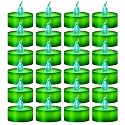 24 Pack Battery Operated Green Flickering Flame LED Tea Lights