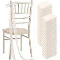 24 Pcs Lace Chair Sashes for Wedding Aisle Decoration,Ivory White