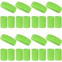 24 Pcs Neon Sweatbands Set Include 8 Pcs Sports Headband and 16 Pcs Cotton Wristbands 80s Neon Sweat Bands Bulk for Gym, Tennis, Basketball, Running, Exercise
