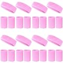 24 Pcs Neon Sweatbands Set Include 8 Pcs Sports Headband and 16 Pcs Cotton Wristbands 80s Neon Sweat Bands Bulk for Gym, Tennis, Basketball, Running, Exercise