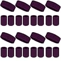 24 Pcs Neon Sweatbands Set Include 8 Pcs Sports Headband and 16 Pcs Cotton Wristbands 80s Neon Sweat Bands Bulk for Gym, Tennis, Basketball, Running, Exercise