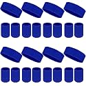 24 Pcs Neon Sweatbands Set Include 8 Pcs Sports Headband and 16 Pcs Cotton Wristbands 80s Neon Sweat Bands Bulk for Gym, Tennis, Basketball, Running, Exercise