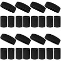 24 Pcs Neon Sweatbands Set Include 8 Pcs Sports Headband and 16 Pcs Cotton Wristbands 80s Neon Sweat Bands Bulk for Gym, Tennis, Basketball, Running, Exercise